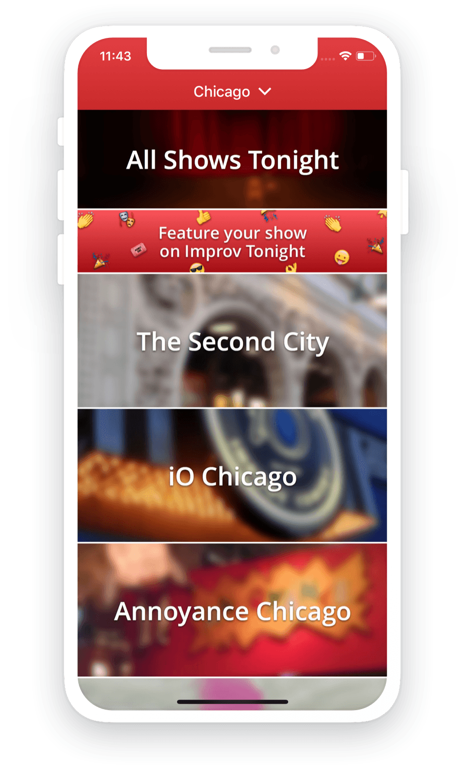 Improv Tonight app - Home